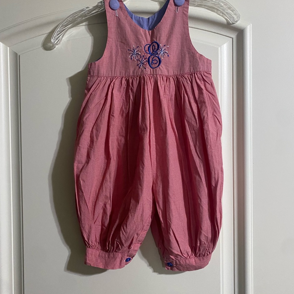 Monogrammed (Letter E) blue Embroidered Kids Romper